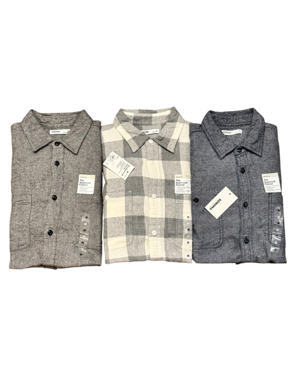 NWT Men's Sonoma Plaid Flannel Shirt Bundle (3)
